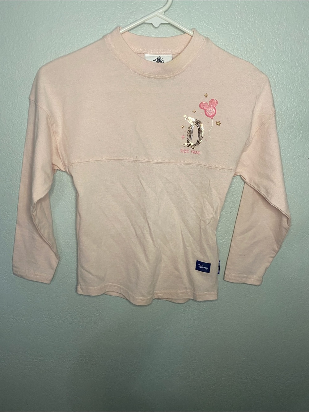 Disney Girls' Pale Pink Long-Sleeve Top with Minnie Detail xs size 4